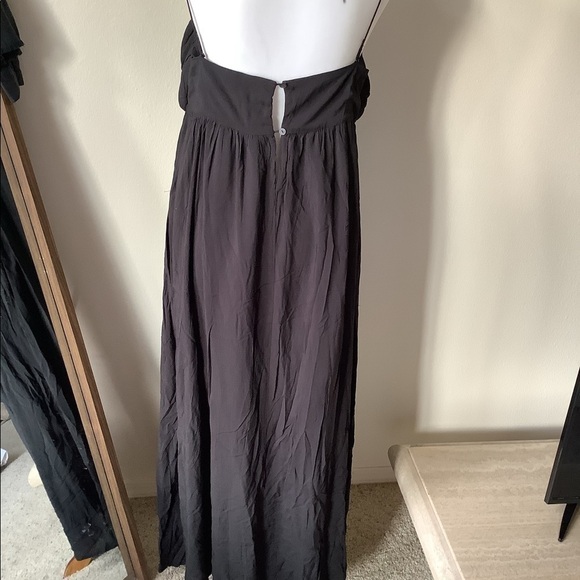 NWT L' Academie Women's Karsyn Midi Dress Black Size L Flowy Empire Waist Dress - Picture 7 of 11